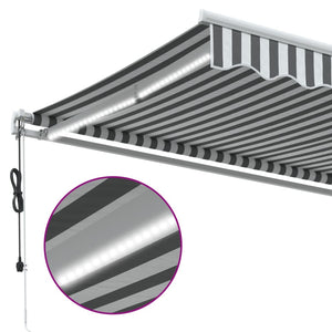 vidaXL Automatic Awning with LED Anthracite & White 350x250 cm