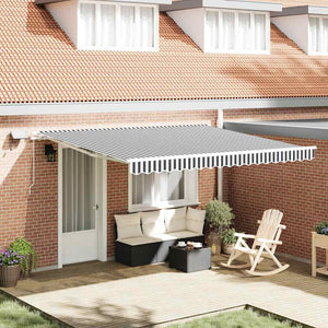 vidaXL Manual Awning with LED Anthracite & White 400x300 cm