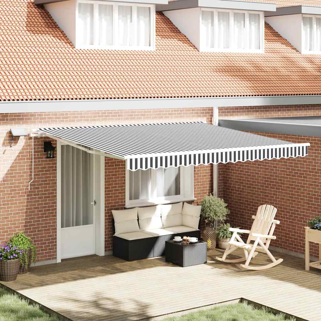 vidaXL Manual Awning with LED Anthracite & White 400x300 cm