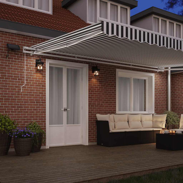 vidaXL Manual Awning with LED Anthracite & White 500x300 cm