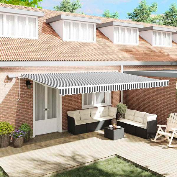 vidaXL Manual Awning with LED Anthracite & White 500x300 cm