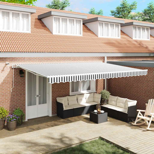 vidaXL Automatic Awning with LED Anthracite & White 500x300 cm