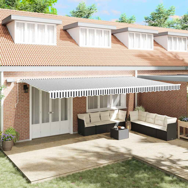 vidaXL Manual Awning with LED Anthracite & White 600x300 cm