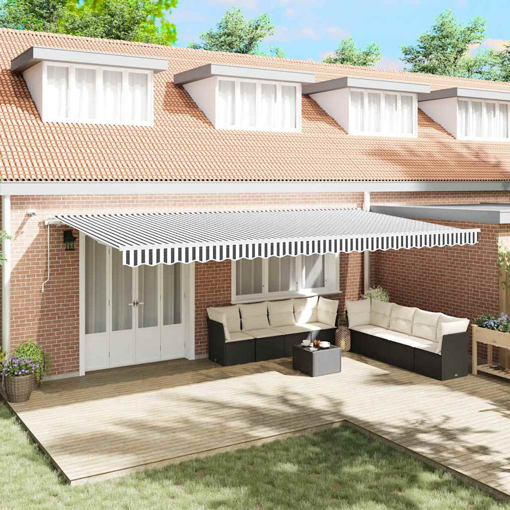 vidaXL Automatic Awning with LED Anthracite & White 600x300 cm