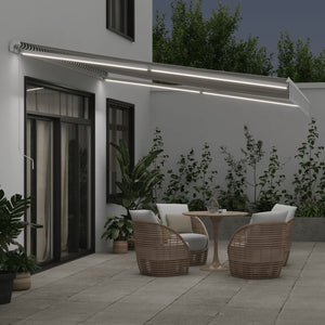 vidaXL Manual Awning with LED Anthracite & White 400x350 cm