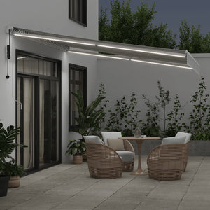 vidaXL Automatic Awning with LED Anthracite & White 400x350 cm