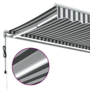 vidaXL Automatic Awning with LED Anthracite & White 400x350 cm