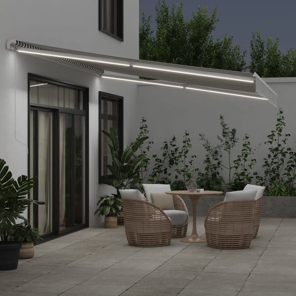 vidaXL Manual Awning with LED Anthracite & White 450x350 cm