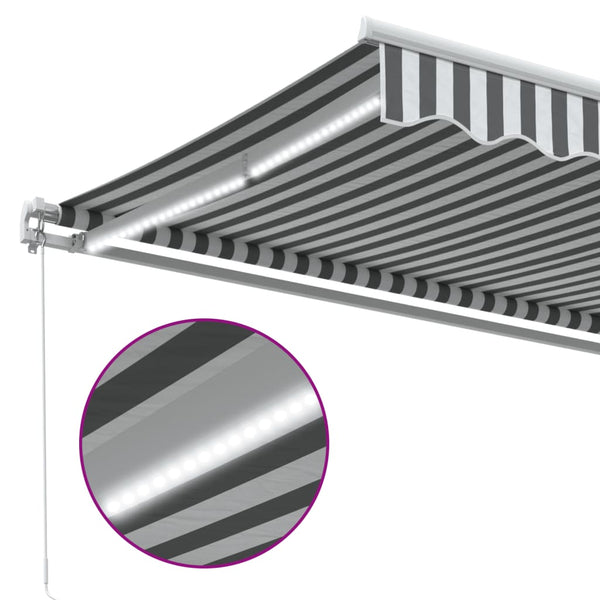 vidaXL Manual Awning with LED Anthracite & White 450x350 cm