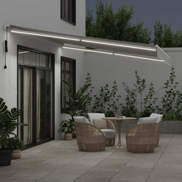 vidaXL Automatic Awning with LED Anthracite & White 450x350 cm