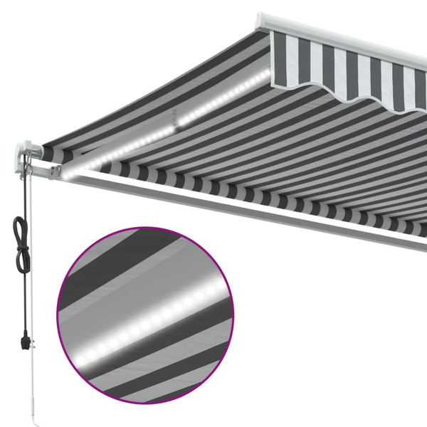 vidaXL Automatic Awning with LED Anthracite & White 450x350 cm