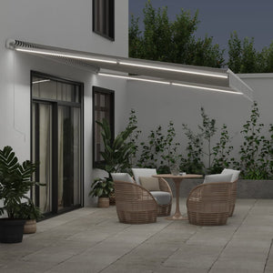 vidaXL Manual Awning with LED Anthracite & White 500x350 cm
