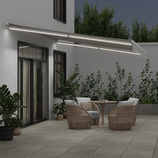 vidaXL Manual Awning with LED Anthracite & White 500x350 cm