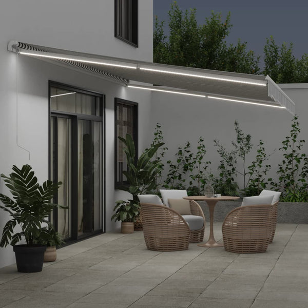 vidaXL Manual Awning with LED Anthracite & White 600x350 cm