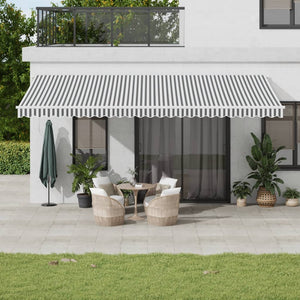 vidaXL Manual Awning with LED Anthracite & White 600x350 cm
