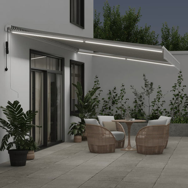 vidaXL Automatic Awning with LED Anthracite & White 600x350 cm