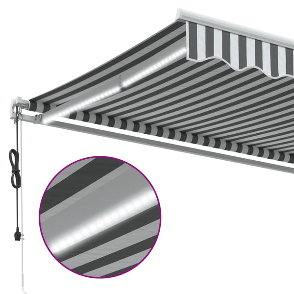 vidaXL Automatic Awning with LED Anthracite & White 600x350 cm