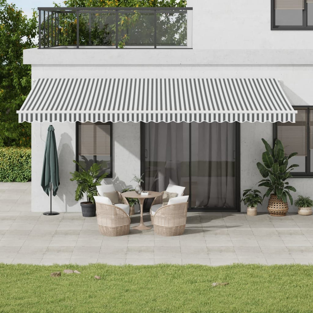 vidaXL Automatic Awning with LED Anthracite & White 600x350 cm