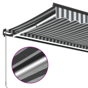 vidaXL Manual Awning with LEDs Anthracite & White 400x350 cm