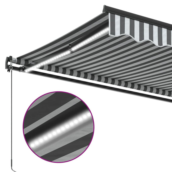 vidaXL Manual Awning with LEDs Anthracite & White 400x350 cm