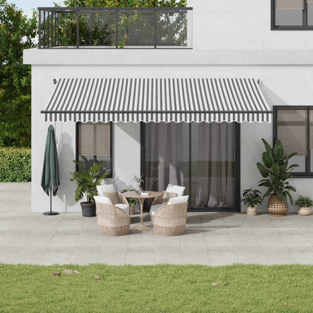vidaXL Manual Awning Anthracite and White 500x350 cm