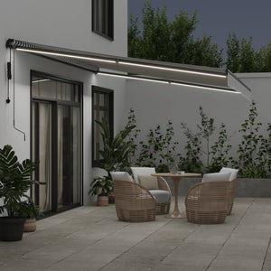 vidaXL Awning Automatic with LEDs Anthracite & White 500x350 cm