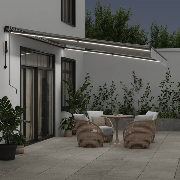 vidaXL Awning Automatic with LEDs Anthracite & White 500x350 cm