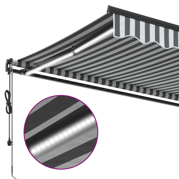 vidaXL Awning Automatic with LEDs Anthracite & White 500x350 cm