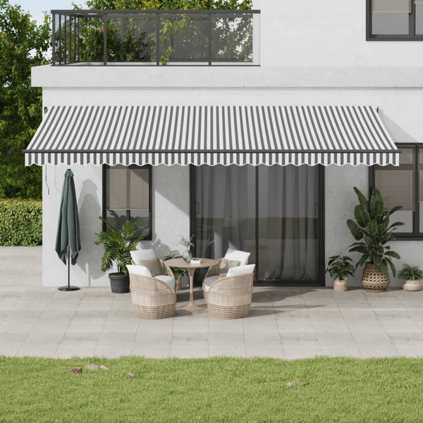vidaXL Manual Awning Anthracite and White 600x350 cm
