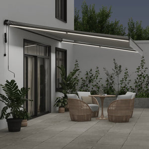 vidaXL Automatic Awning with LEDs Anthracite & White 600x350 cm