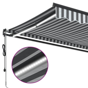 vidaXL Automatic Awning with LEDs Anthracite & White 600x350 cm