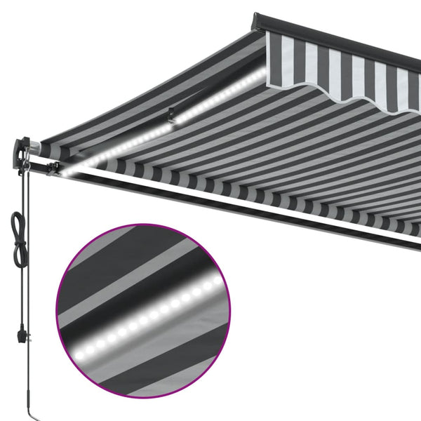 vidaXL Automatic Awning with LEDs Anthracite & White 600x350 cm