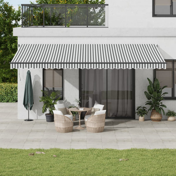 vidaXL Automatic Awning with LEDs Anthracite & White 600x350 cm