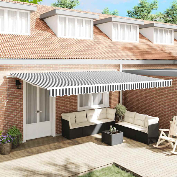 vidaXL Manual Awning Anthracite & White 500x300 cm