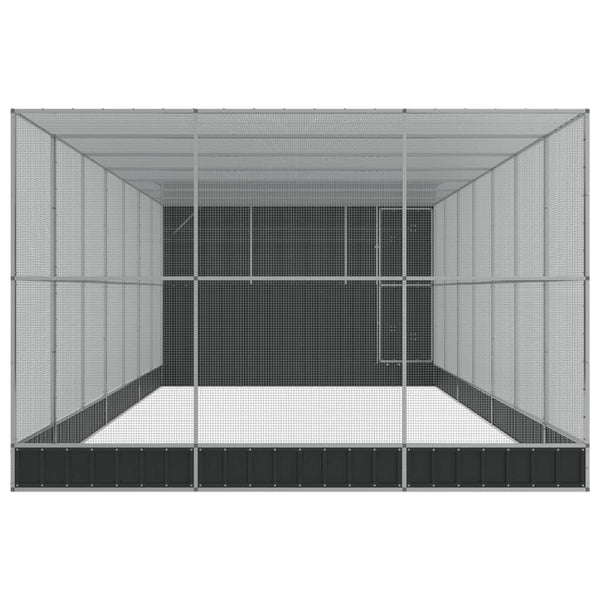 Voliere mit Erweiterung, Stahl, Silber, 911x303x216 cm
