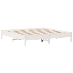 vidaXL Solid Wood Bed Frame without Mattress White 200x200 cm Pine Wood