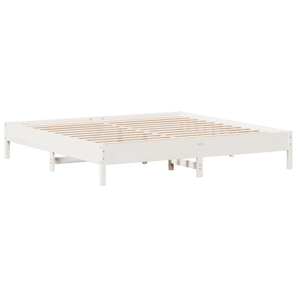 vidaXL Solid Wood Bed Frame without Mattress White 200x200 cm Pine Wood