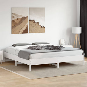 vidaXL Solid Wood Bed Frame without Mattress White 200x200 cm Pine Wood