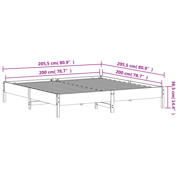 vidaXL Solid Wood Bed Frame without Mattress White 200x200 cm Pine Wood