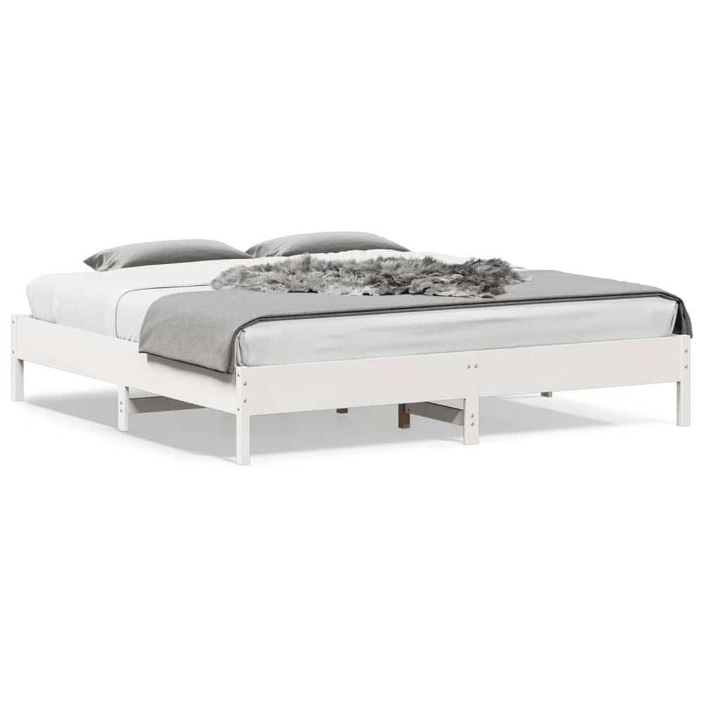 vidaXL Solid Wood Bed Frame without Mattress White 200x200 cm Pine Wood