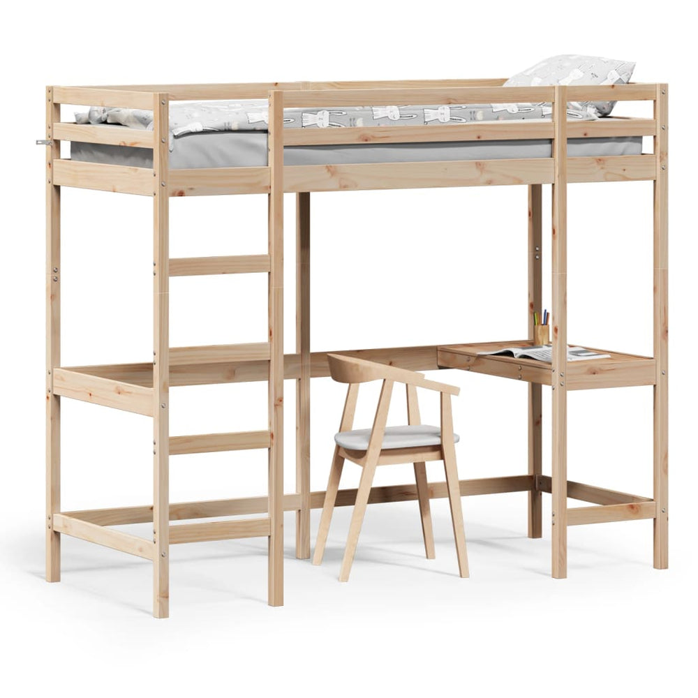 vidaXL Loft Bed with Desk 80x200 cm Solid Pine