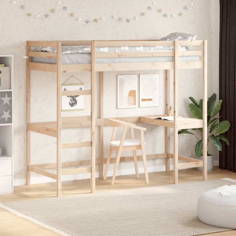 vidaXL Loft Bed with Desk 80x200 cm Solid Pine