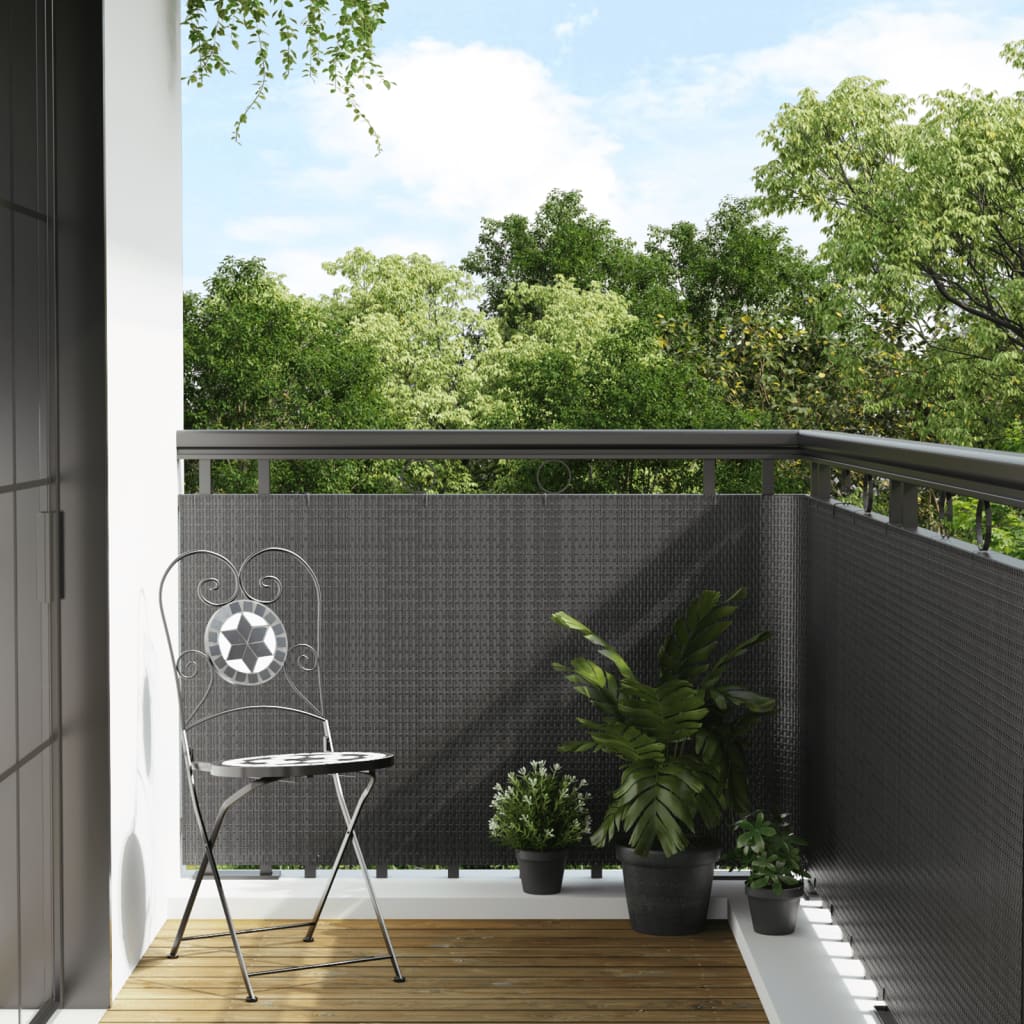 vidaXL Balcony Privacy Screen Anthracite 300x80 cm Poly Rattan