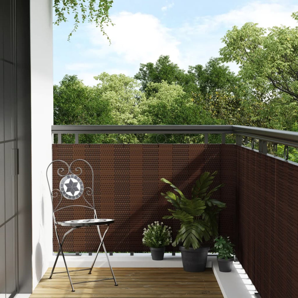 vidaXL Balcony Privacy Screen Brown and Black 300x100 cm Poly Rattan