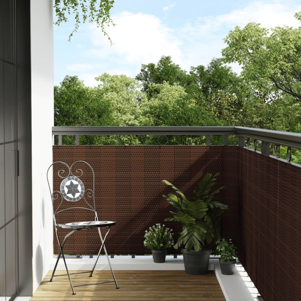 vidaXL Balcony Privacy Screen Brown and Black 1000x80 cm Poly Rattan