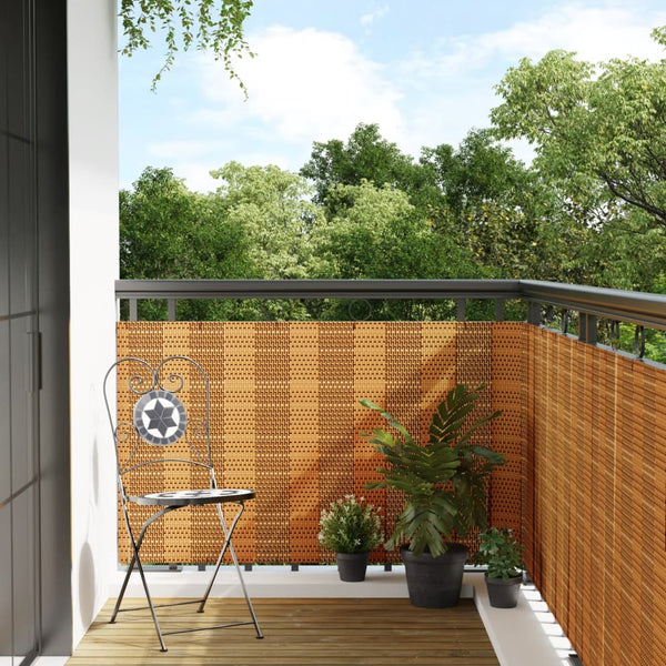 vidaXL Balcony Privacy Screen Light Brown 400x80 cm Poly Rattan