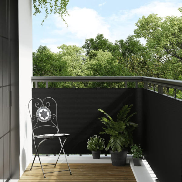 vidaXL Balcony Privacy Screen Black 300x100 cm Poly Rattan