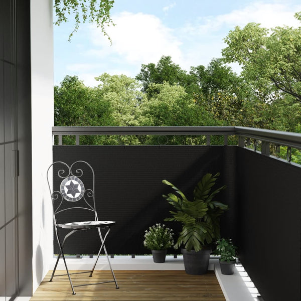 vidaXL Balcony Privacy Screen Black 500x90 cm Poly Rattan