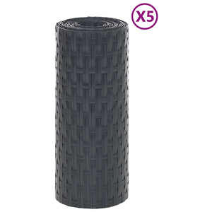 vidaXL Balcony Privacy Screens 5 pcs. Anthracite 255x19 cm Poly Rattan