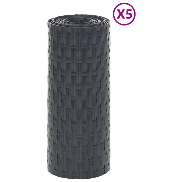 vidaXL Balcony Privacy Screens 5 pcs. Anthracite 255x19 cm Poly Rattan